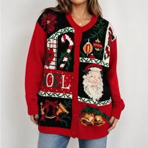Vintage Heirloom Collectibles Knitted Christmas Sweater Cardigan cobincore Sz S